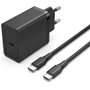 Vention Cargador de Pared FAHBF-EU 25W USB-C con Carga Rápida PD, 1 Puerto + Cable USB-C 1.5m
